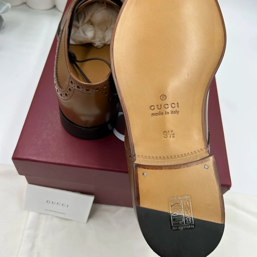 Men's Gucci, leather lace up brogue Oxford's size 9.5 made in Italy - Picture 10 of 10